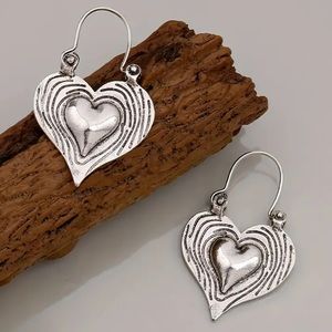 Heart Shaped Hoop, Silver Plated, Southwestern Valentine day gift, Earrings